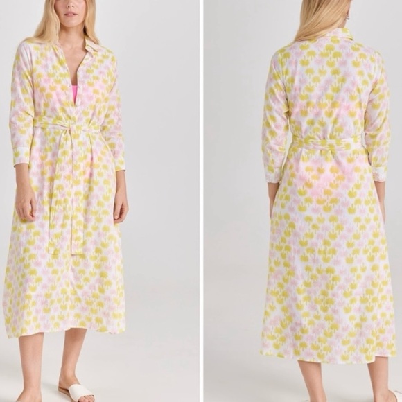 Women’s Lime Green & Pink Floral Midi Shirt Dress - Picture 5 of 5